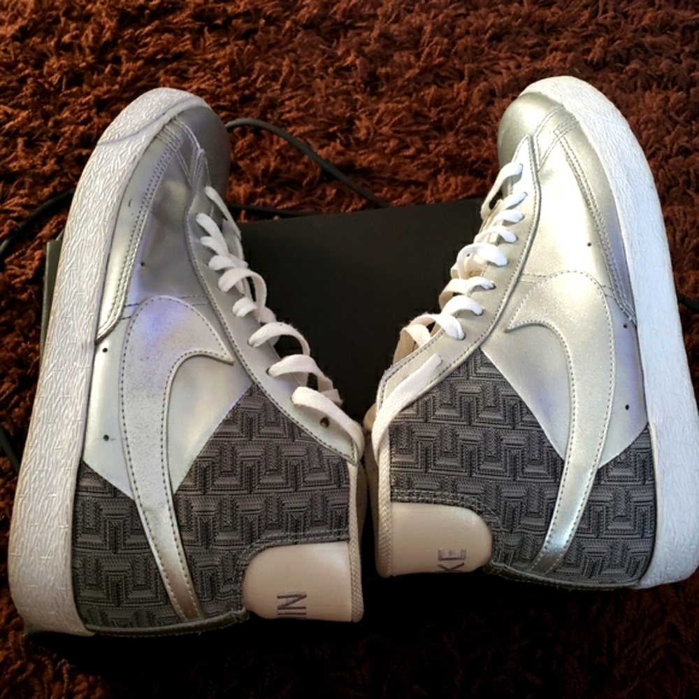 Nike Silver and Gray High-Top Sneakers